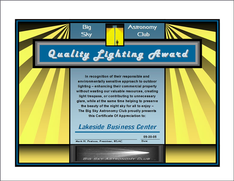 Lakeside Business Center Lighting Award